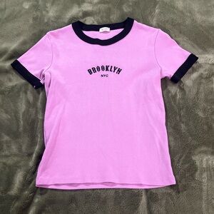 Pink and black Brandy Melville Brooklyn NYC baby tee
